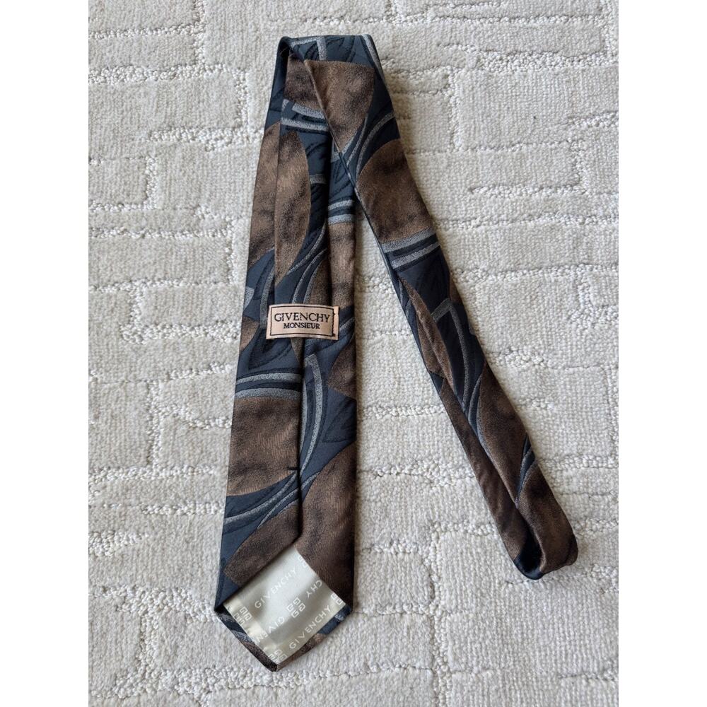 VTG Givenchy Monsieur Designer Men's Silk Neck Tie Brown